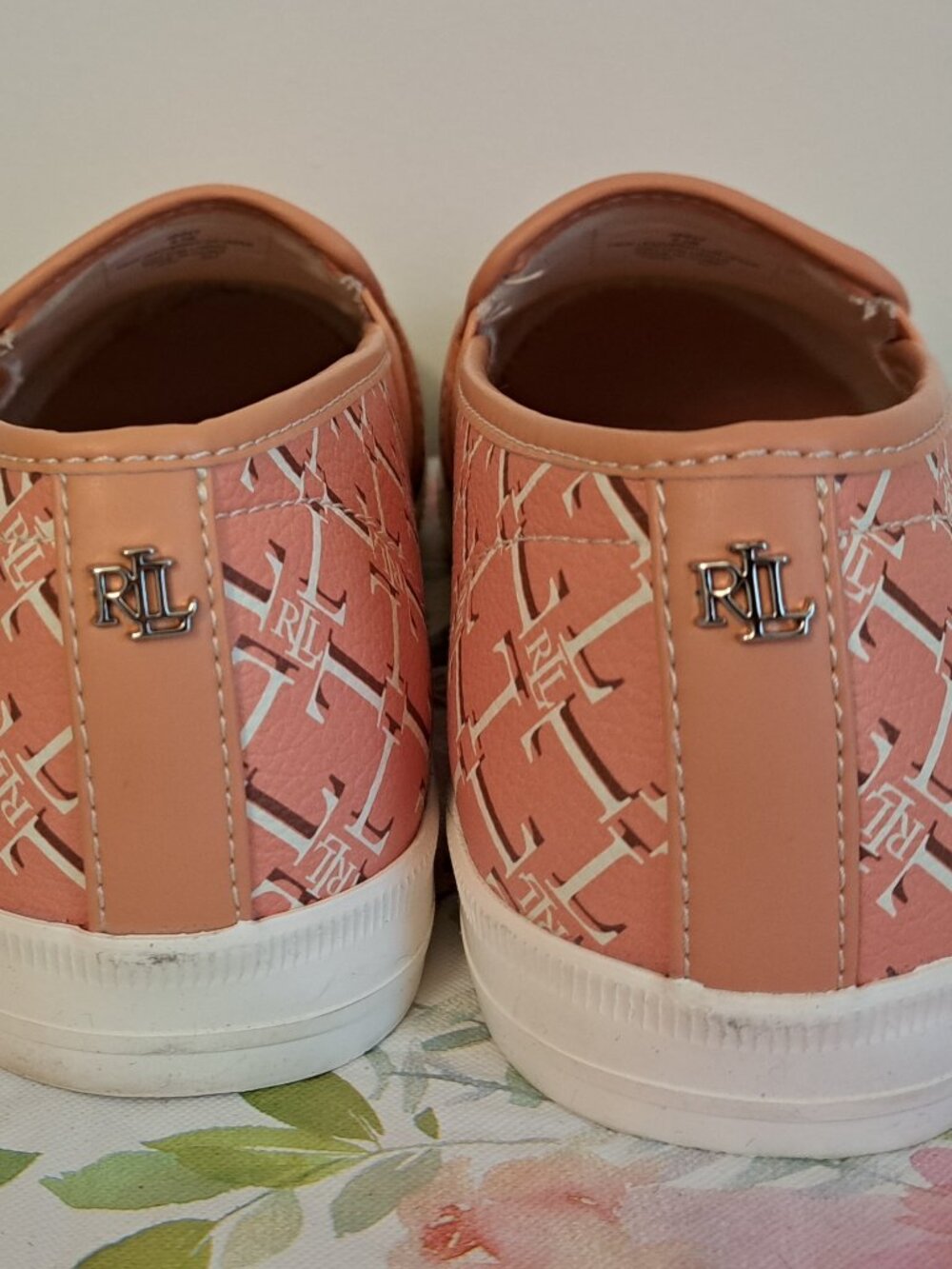 RALPH LAUREN Jinny Logo Slip-On Sneakers - Shell Coral - Women's Size 8.5B - NWB - Picture 3 of 9